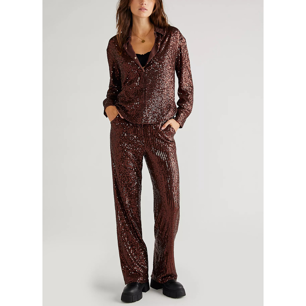 Free People 'Saylor Keke & Sylvana' Brown Top & Botton Set Size S